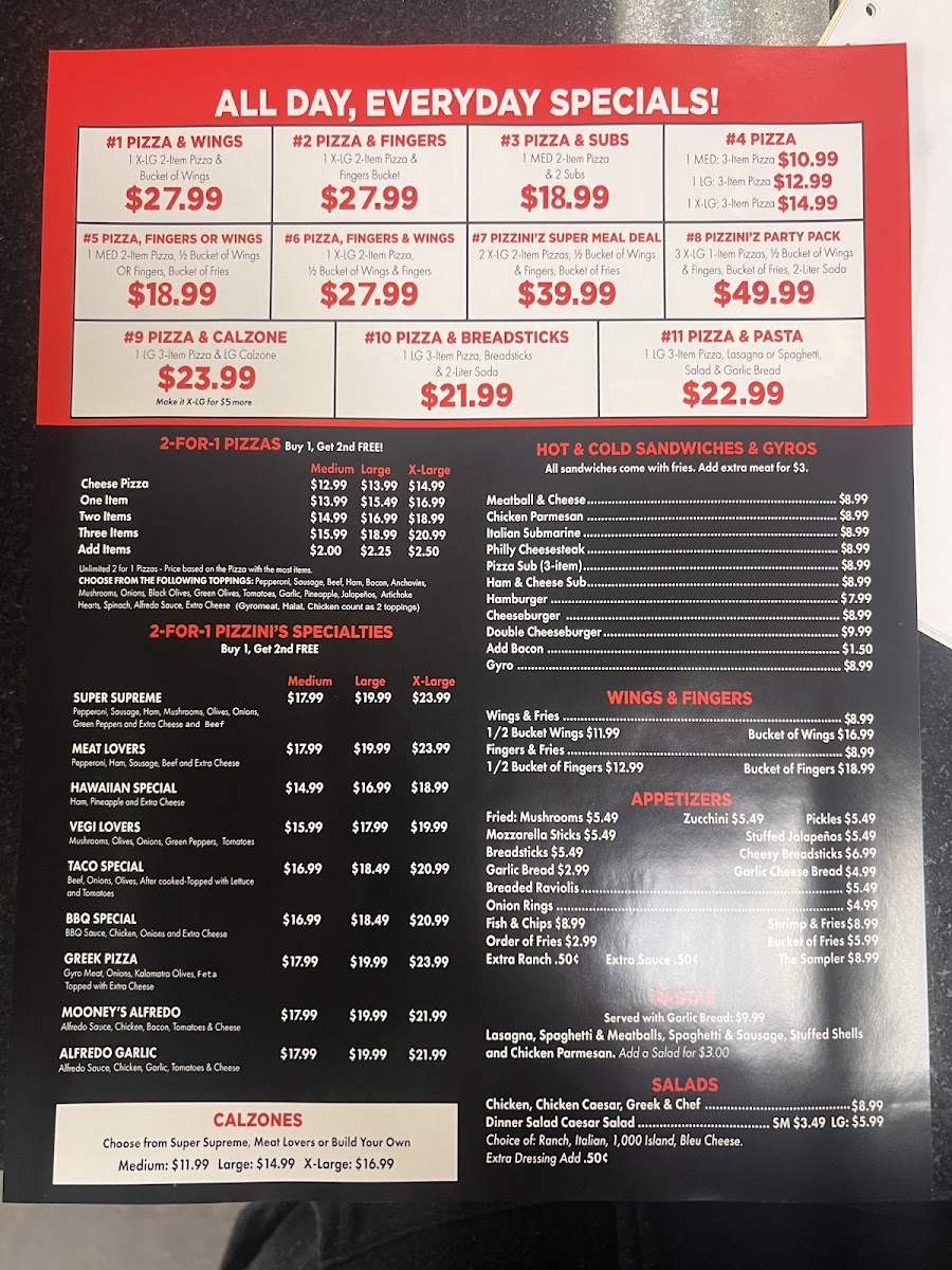 Menu Pizzini's Pizza-2