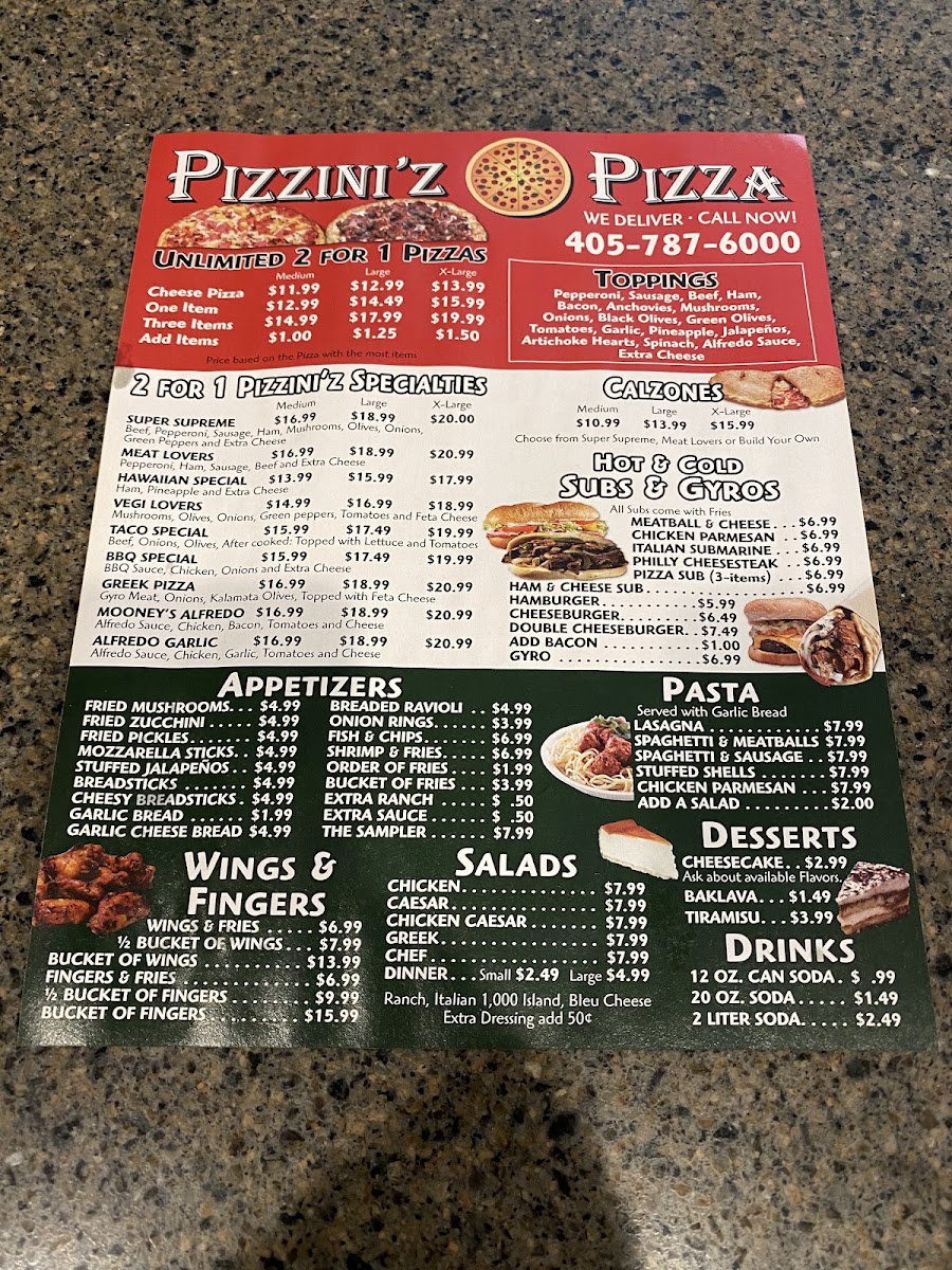 Menu Pizzini's Pizza-5
