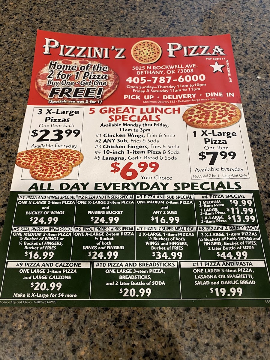 Menu Pizzini's Pizza-7