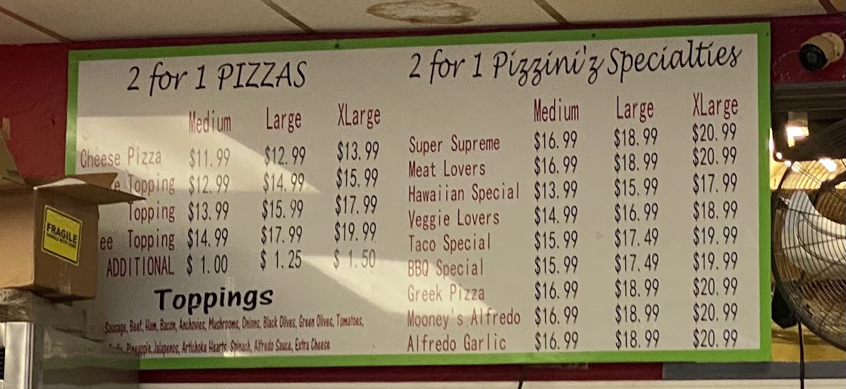 Menu Pizzini's Pizza-8